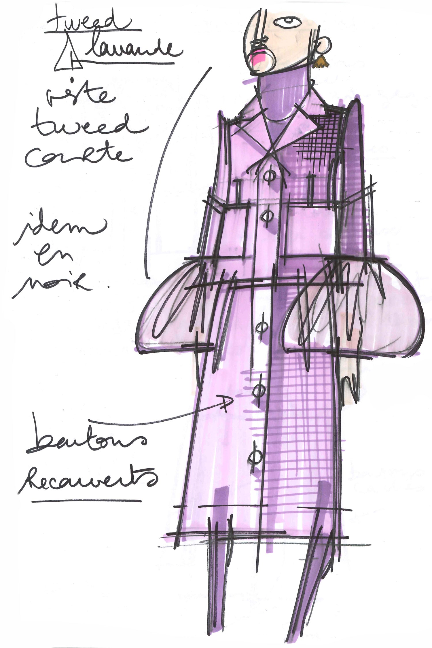 Patou JA018 veste tweed Lavender box guipure