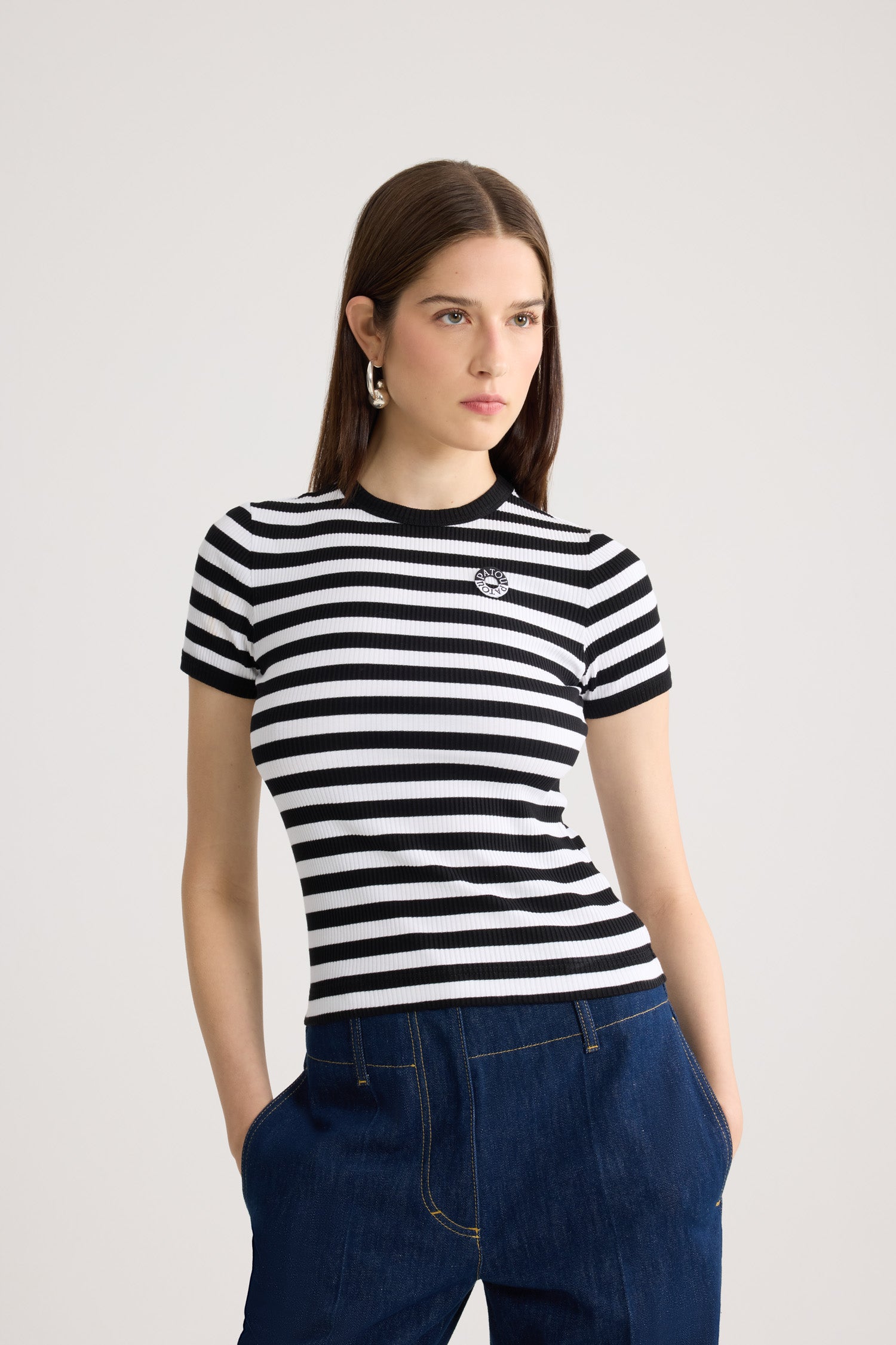 Patou JE232 t-shirt rayé noir blanc coton