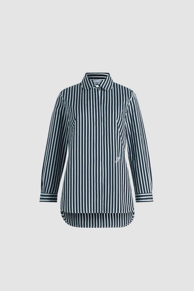 Patou BL039 chemise marine rayée popeline coton bio