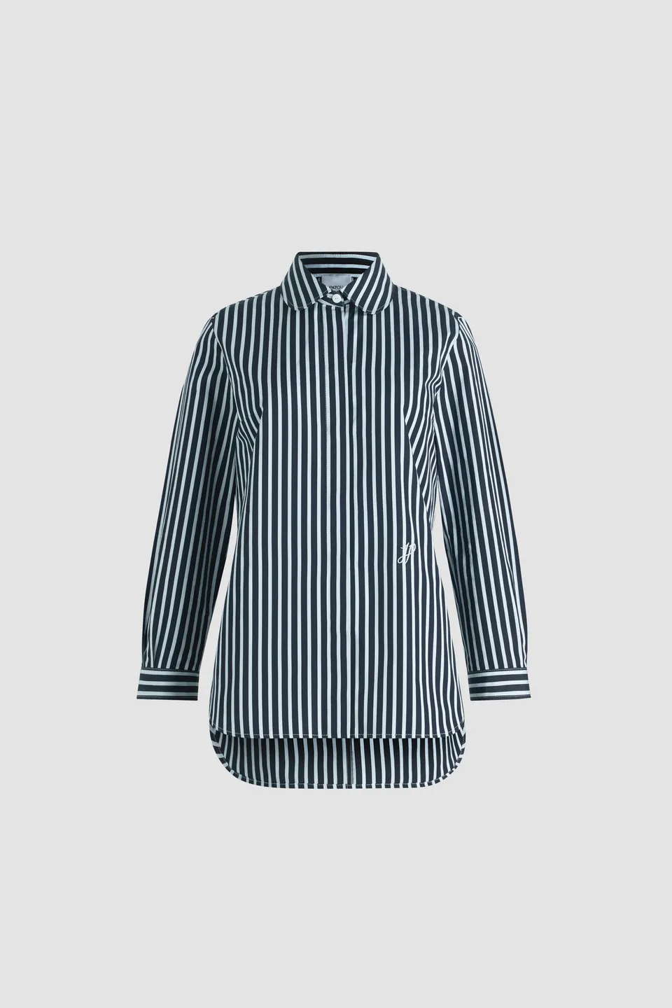 Patou BL039 chemise marine rayée popeline coton bio