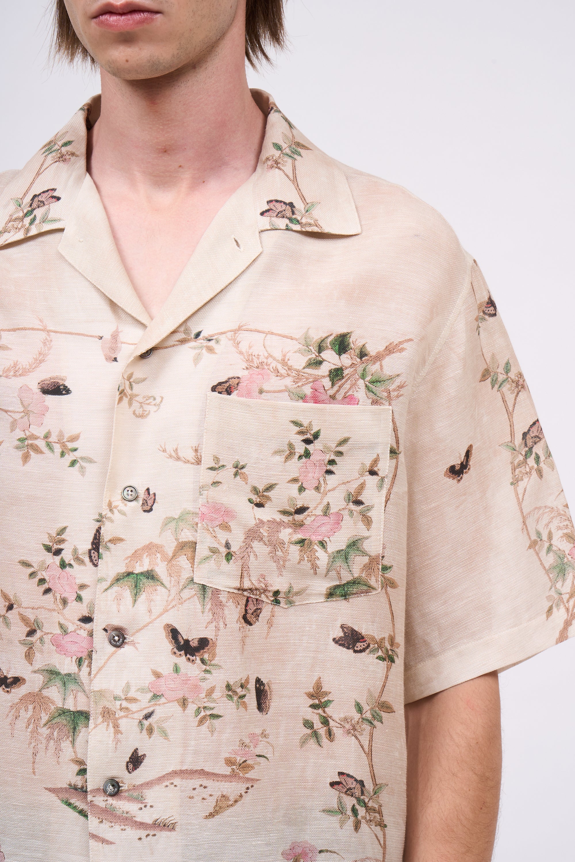 Paul & Joe PHIL chemise manches courtes lin soie beige clair