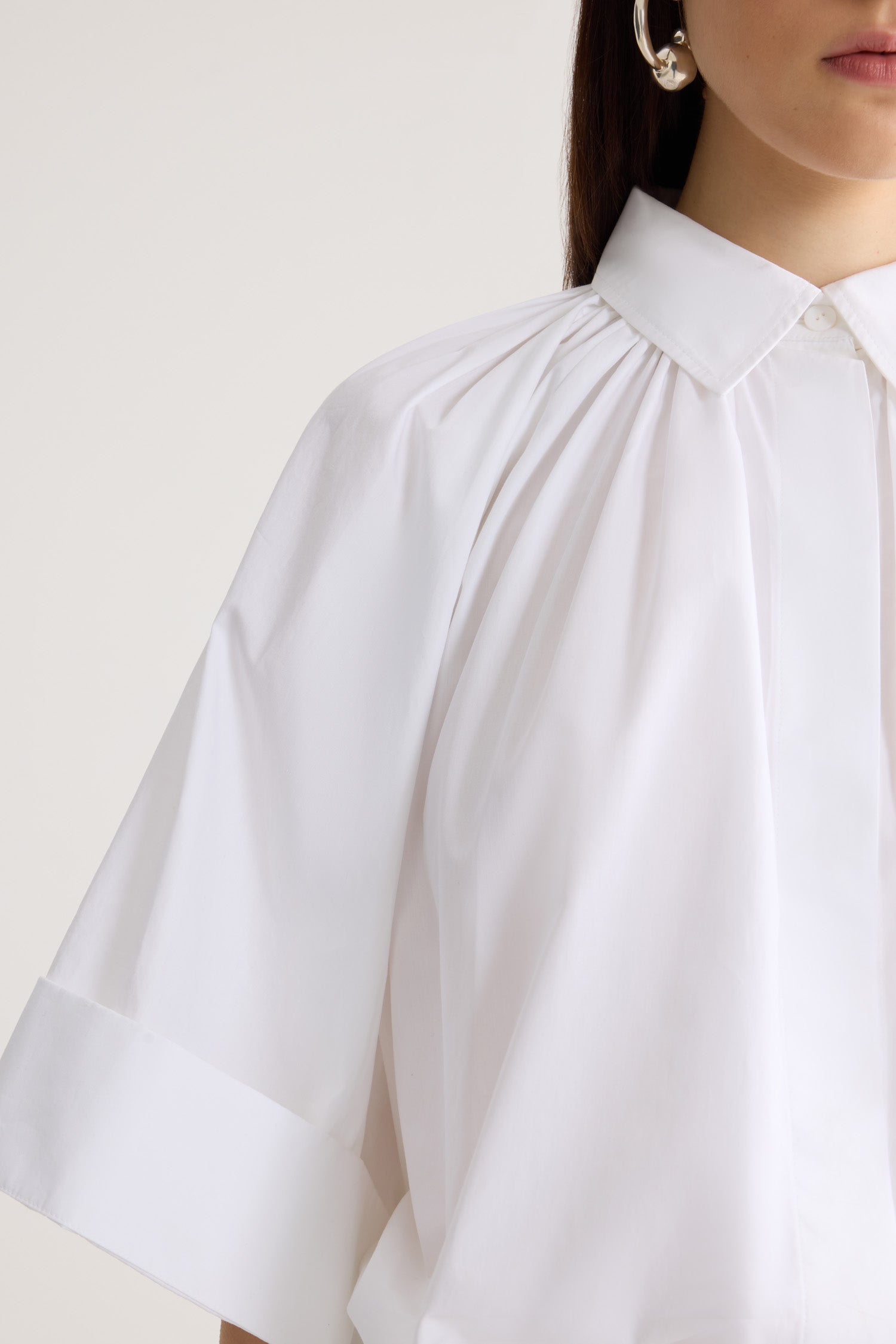 Patou BL061 Blouse Coton Bio Blanc Manches Courtes 34-44