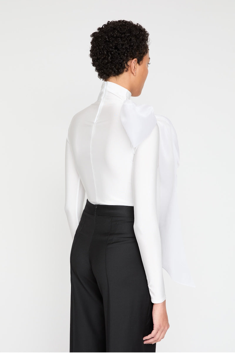 ATU Body Couture White turtleneck top blanc nœud soie taille S