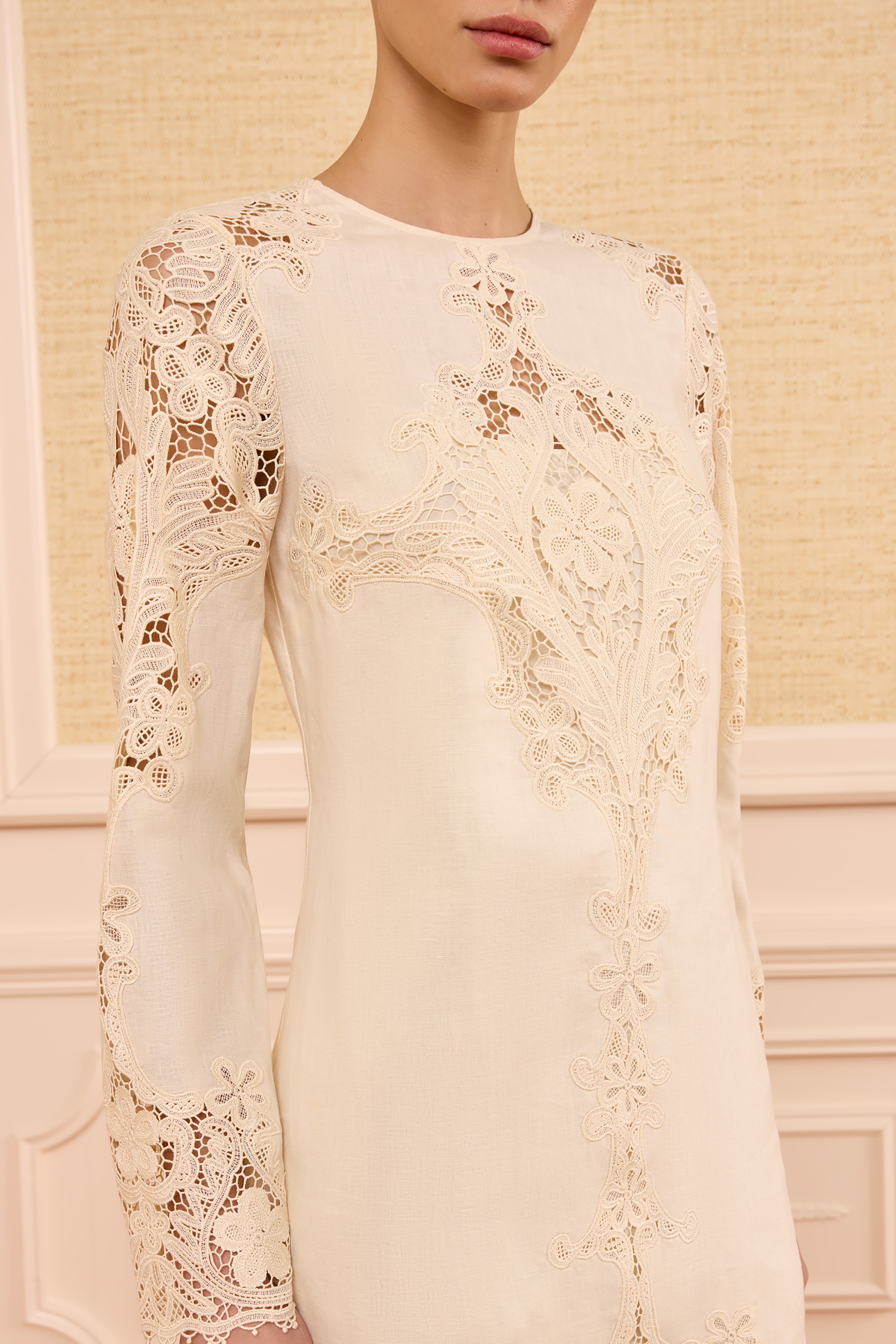 Ulla Johnson Camie robe mini en lin ivoire brodée