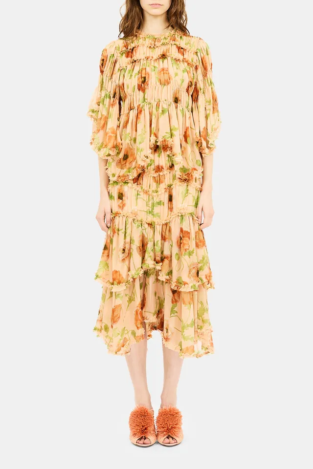 Ulla Johnson Lenore Jupe Midi Soie Rosaline Fleurie