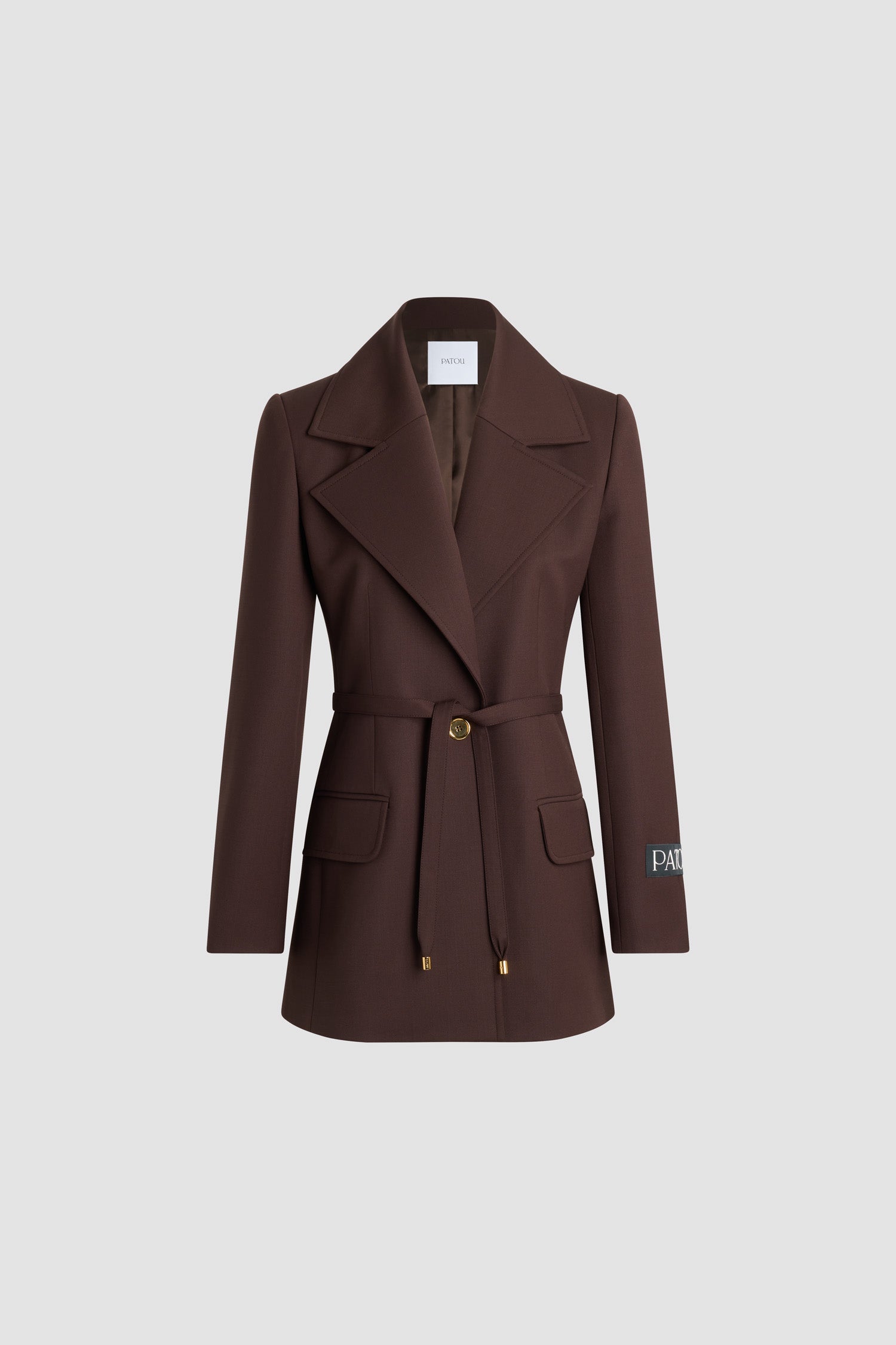 Patou H25JA0610103812B veste longue laine Smoked Ebony