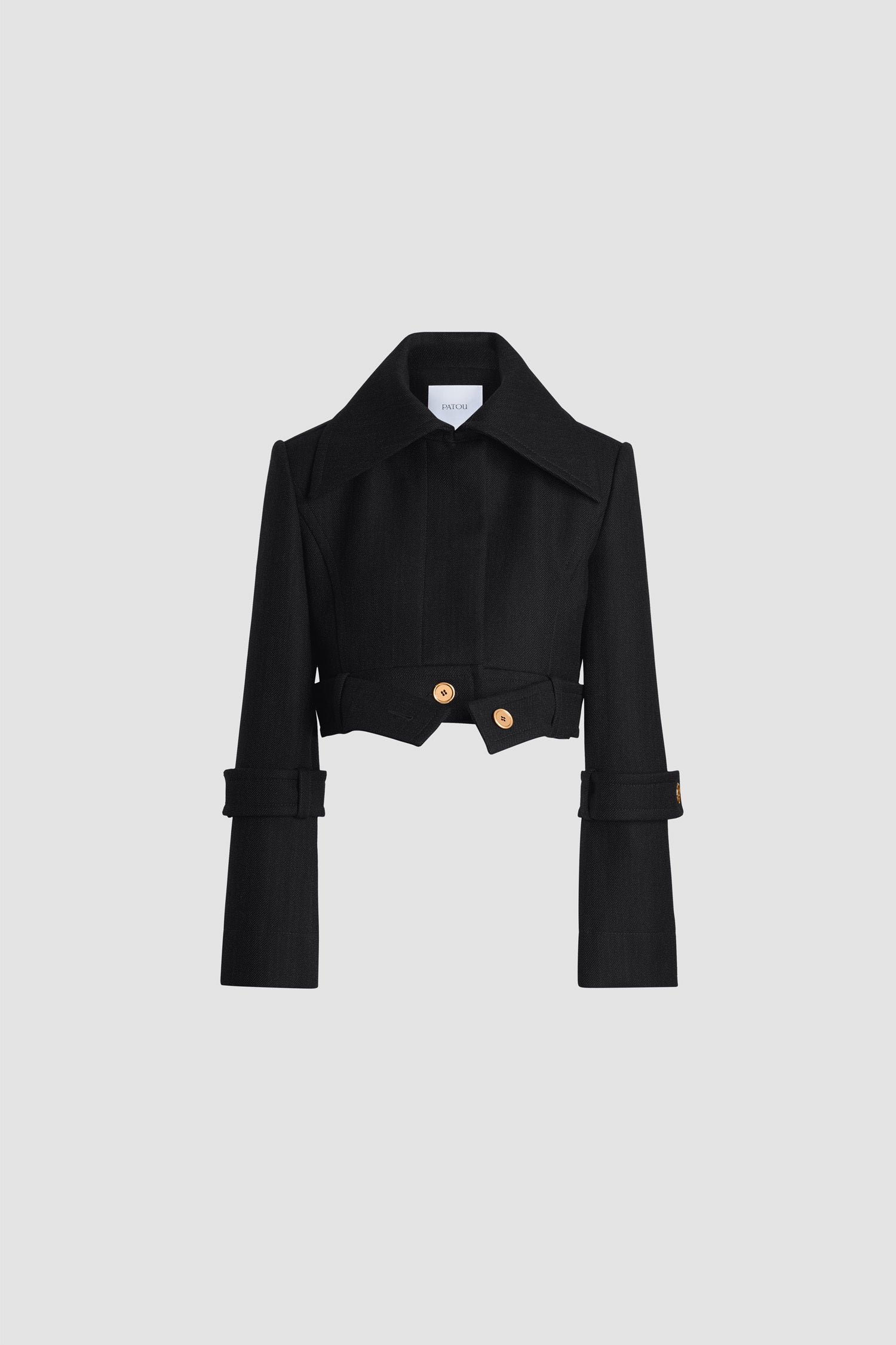 Patou JA060 veste courte noire laine ceinturée 34-44