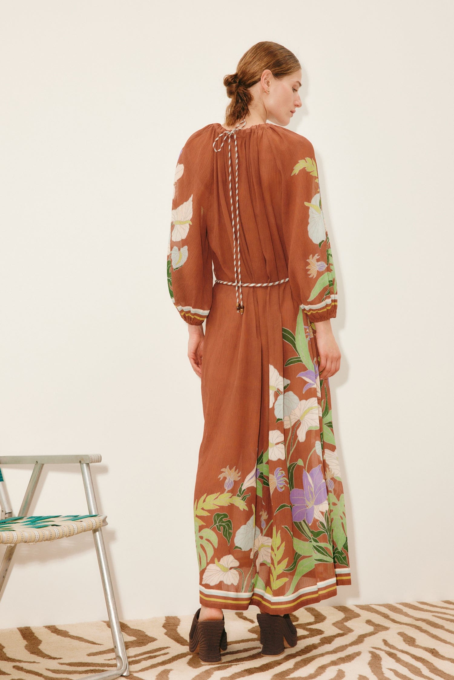 Alemäis Alfie robe midi froncée coton soie poches