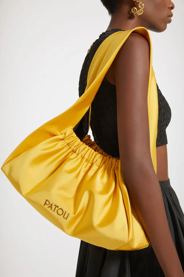 Patou AC055 sac hobo satin Sun jaune grand