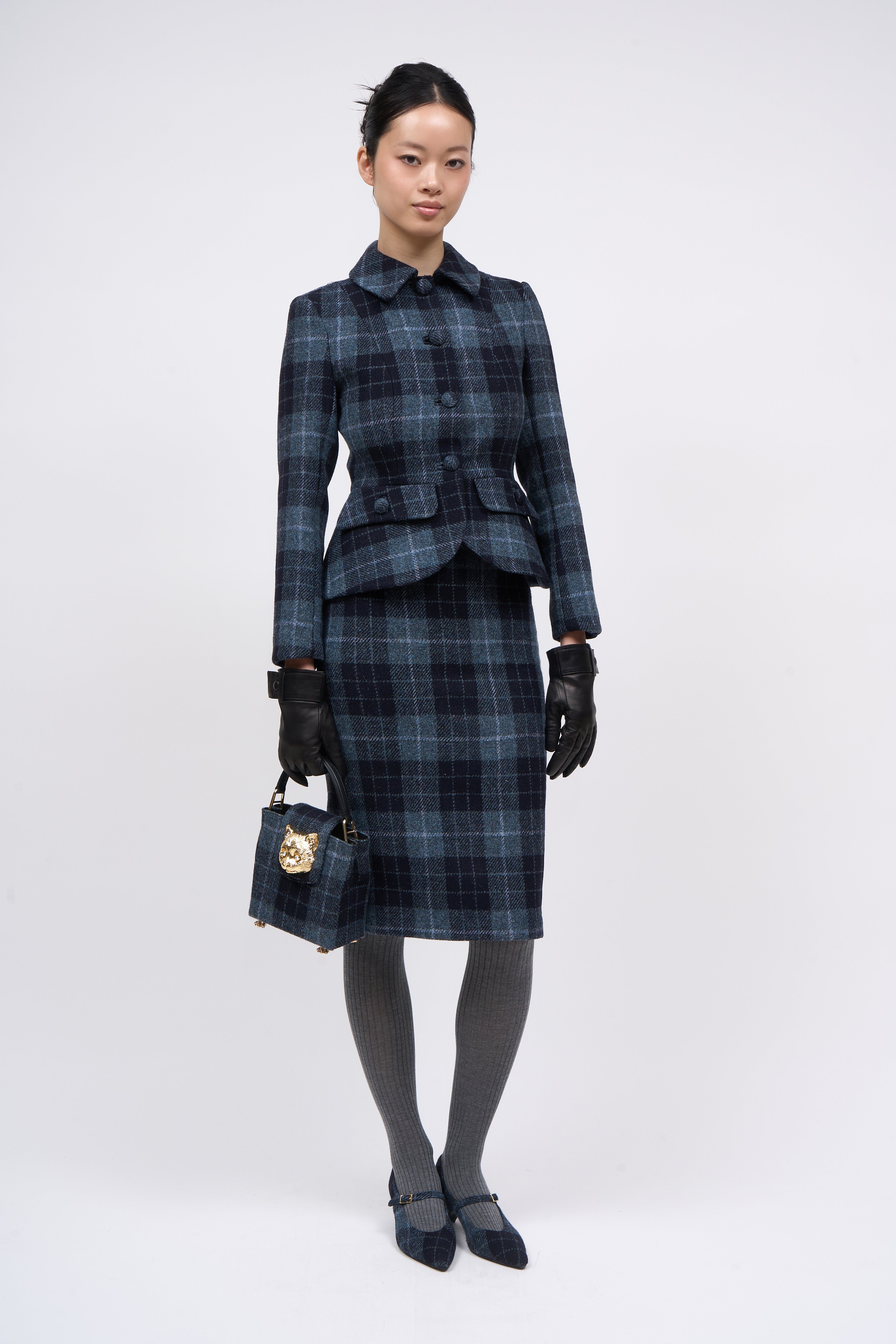 Paul & Joe Celimene veste cintrée laine indigo Harris Tweed