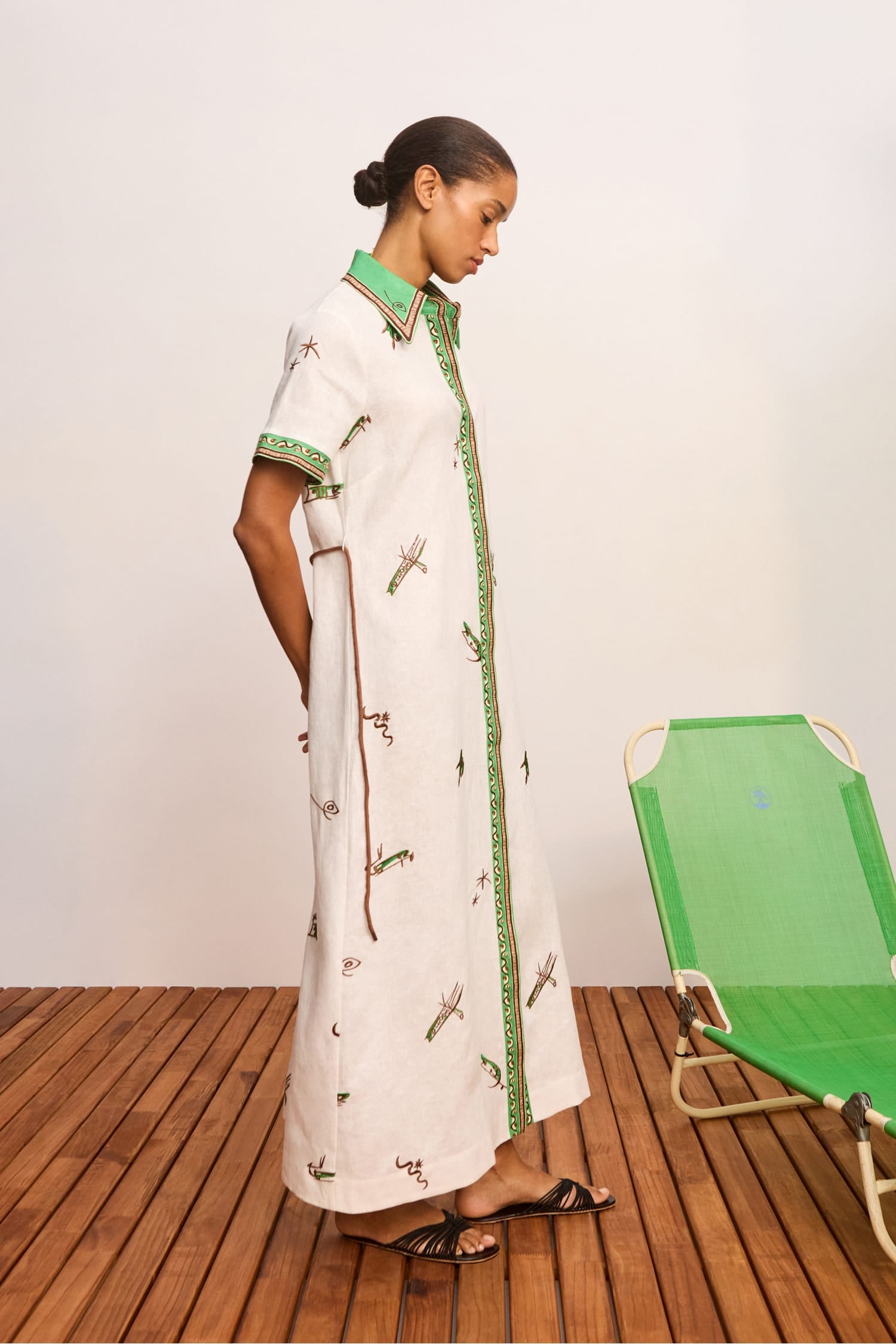 Alemaïs Wanda robe chemise brodée en lin européen