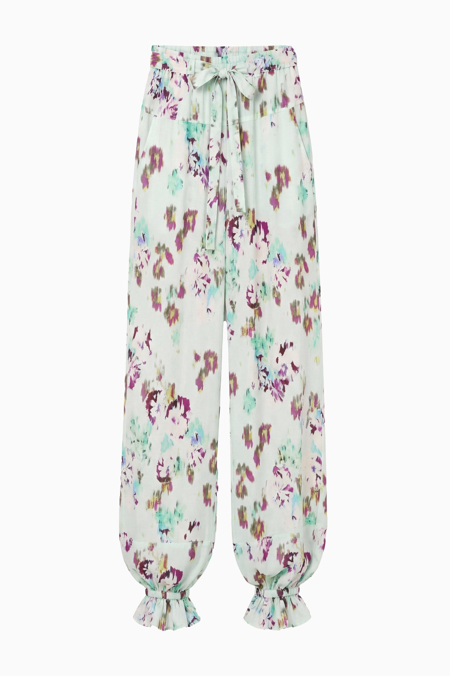 Ulla Johnson Octavia Silk pantalon large vert Oasis soie