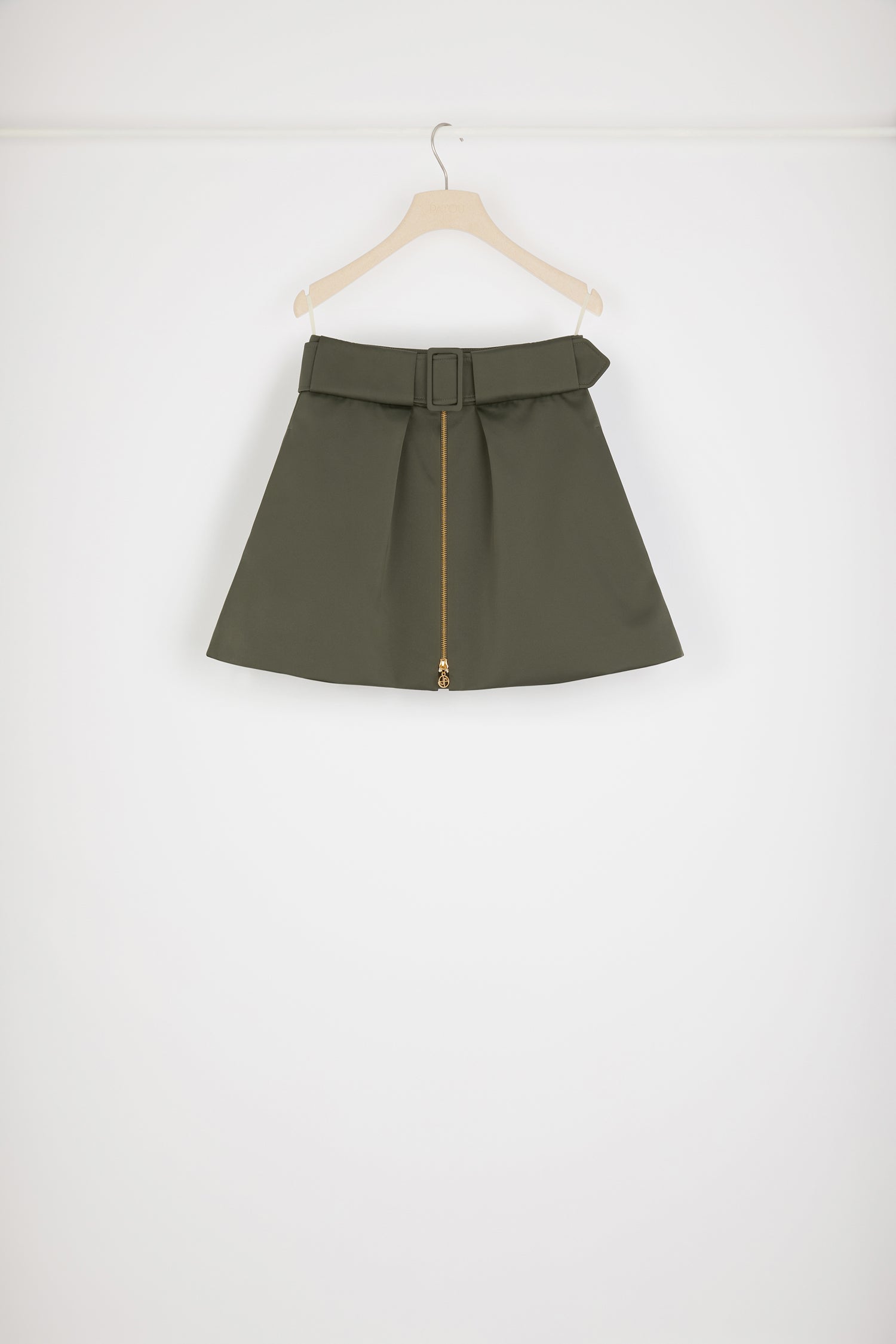 Patou H22SK031 mini jupe satin kaki 34
