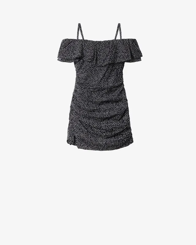 Isabel Marant Davilia robe voile coton noir écru pois