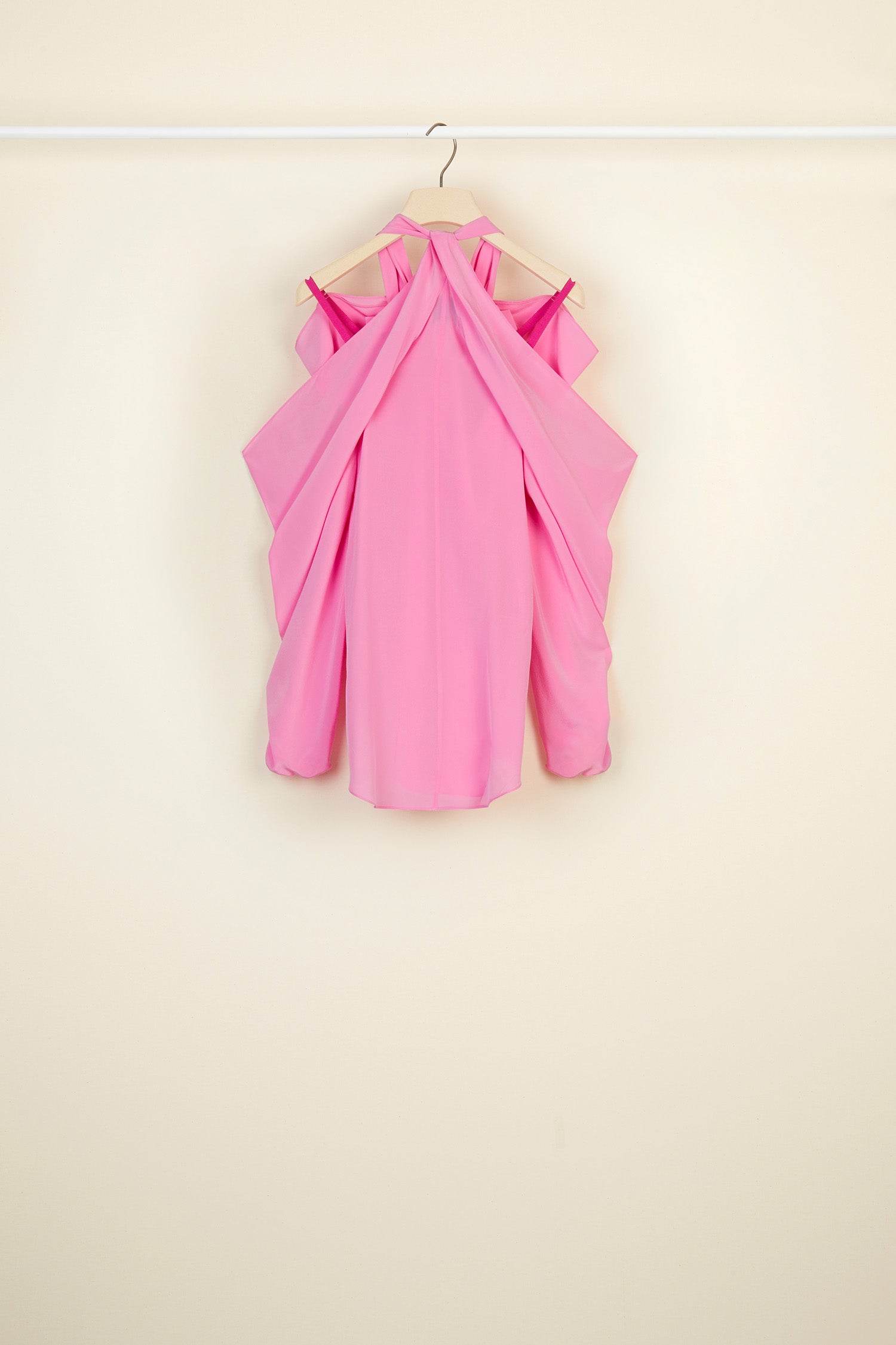Patou H20BL0040013420P blouse soie rose Pivoine épaules dénudées