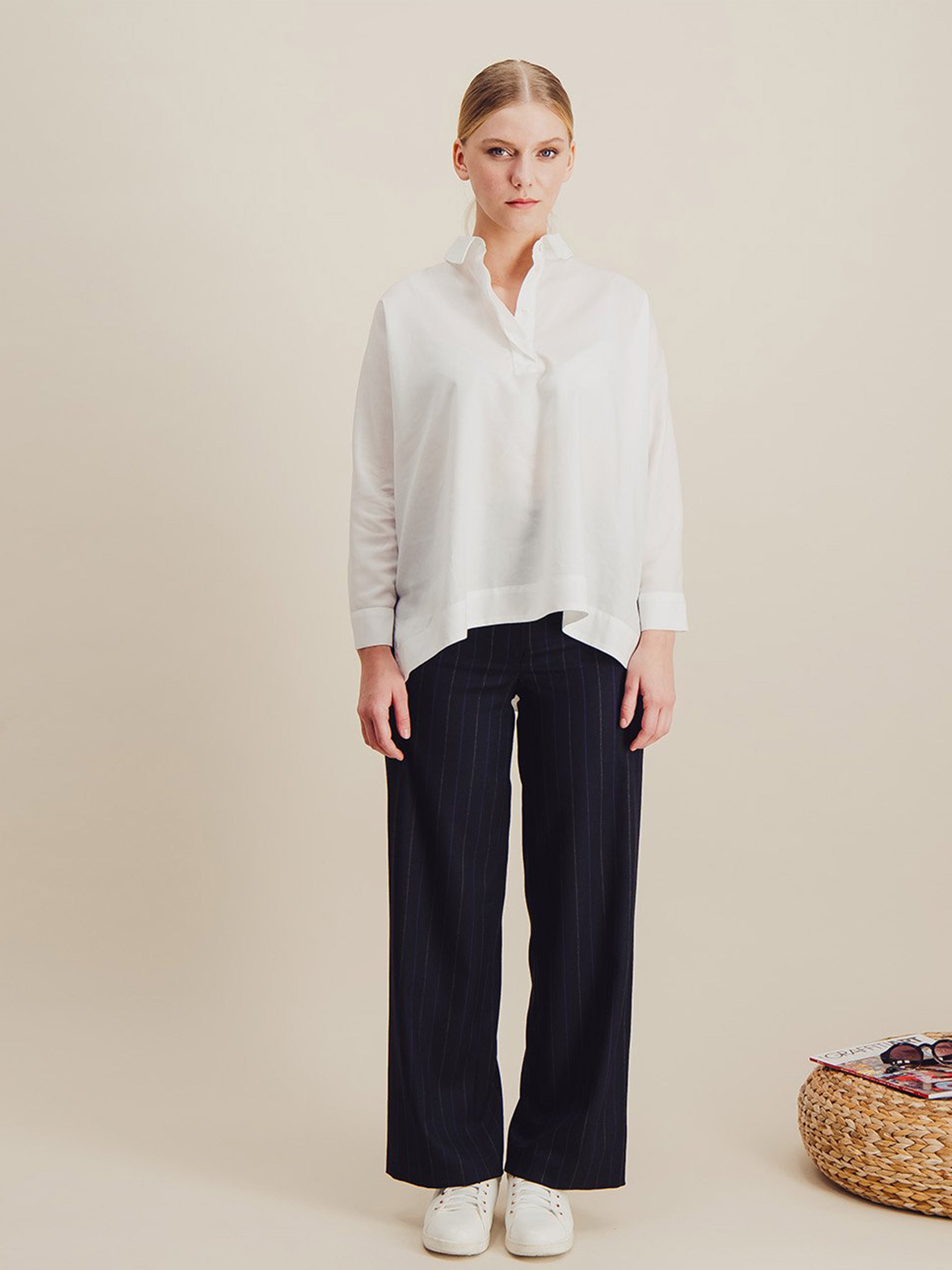 Anahide Saint André Desirable chemisier popeline coton blanc