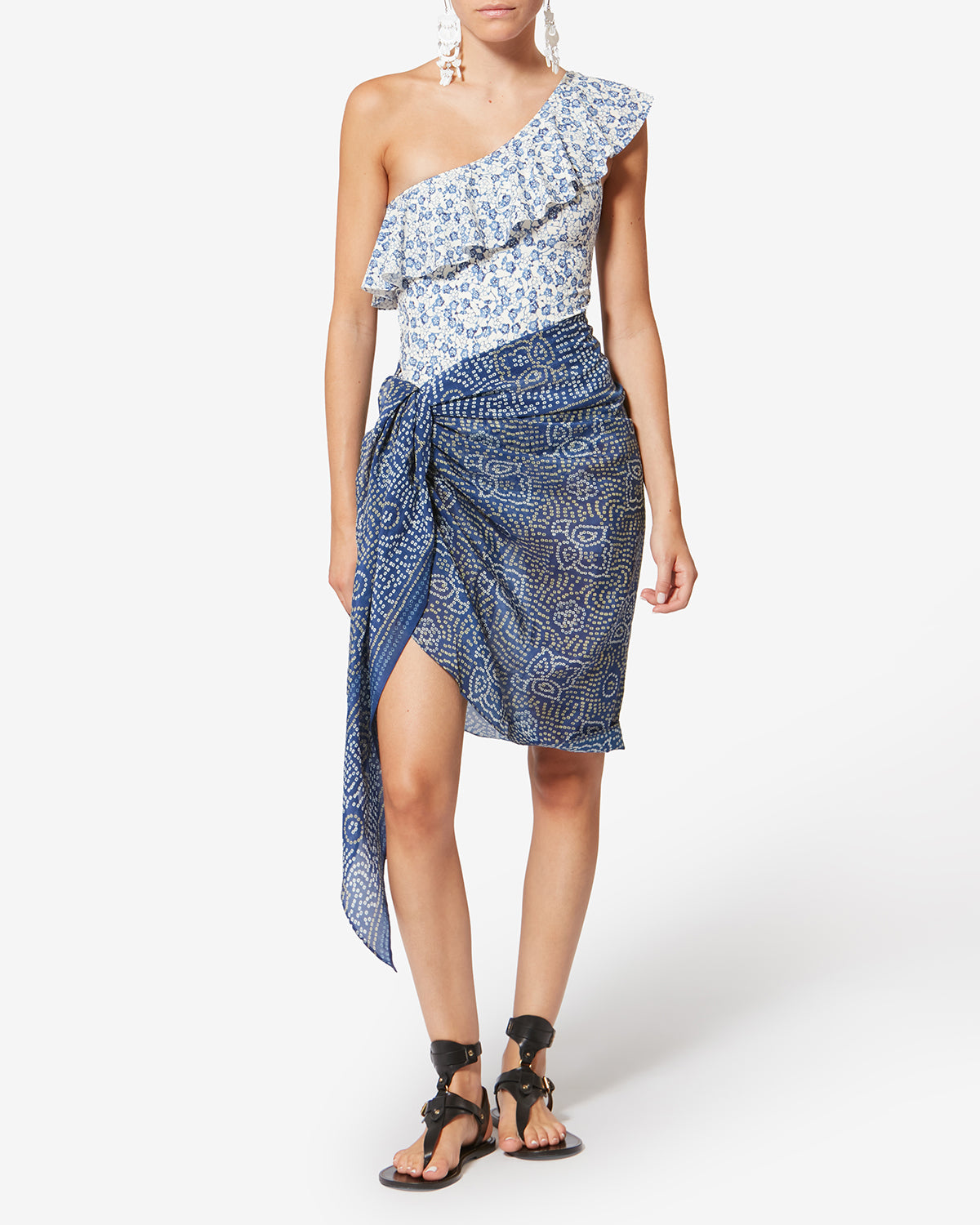 Isabel Marant Lucilia PR002XFA paréo coton bleu imprimé