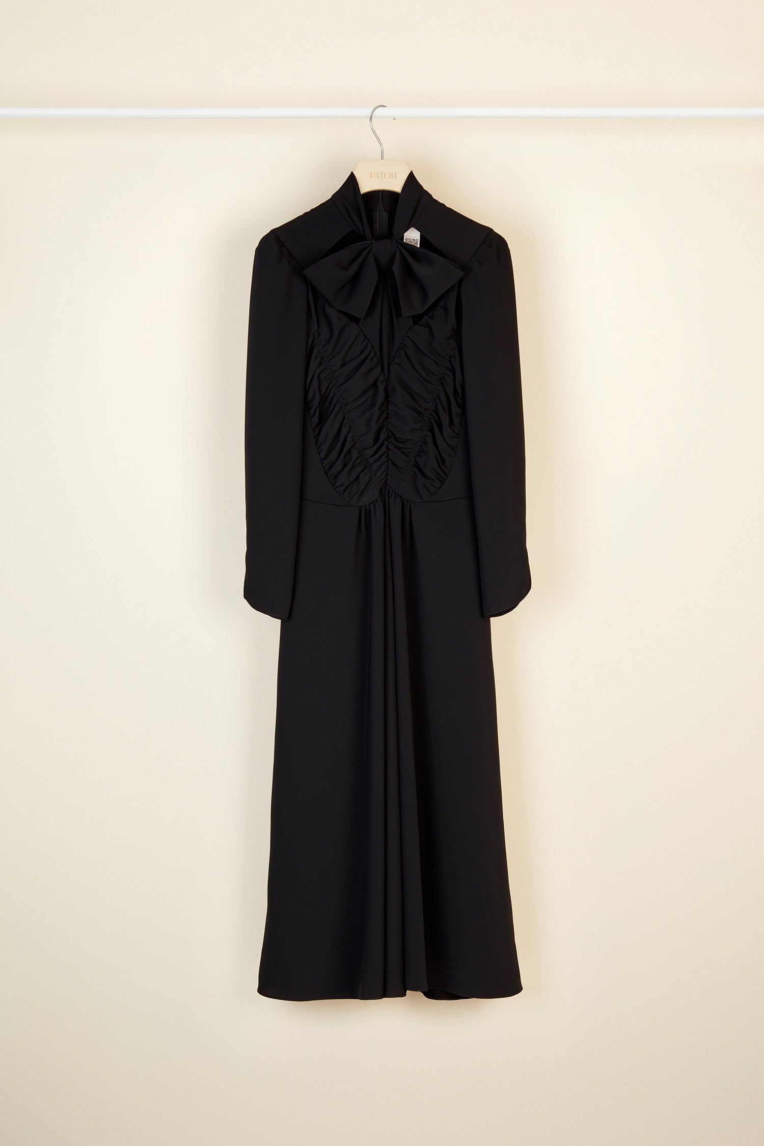 Patou DR020 robe midi noire cady cut-out nœud 34-44