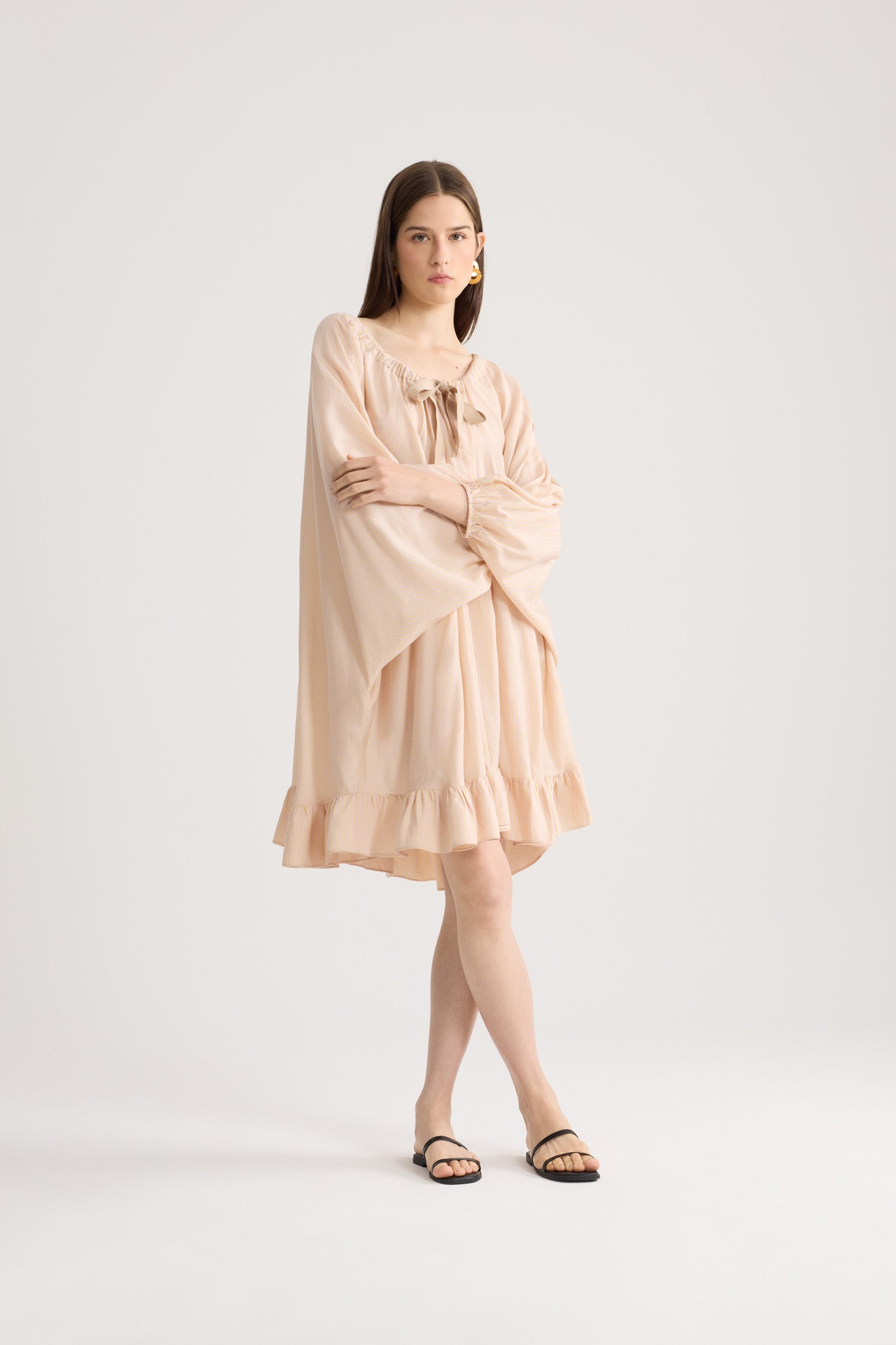 Patou DR108 robe plage soie rayures abricot
