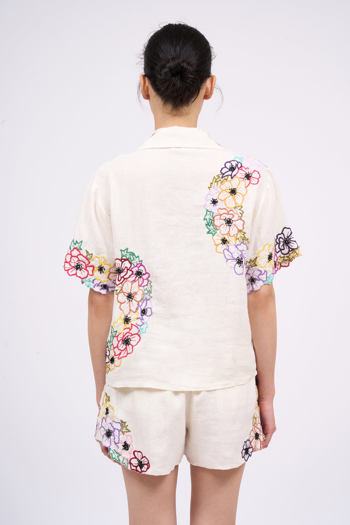 PAUL & JOE Chemise Marylou lin brodée fleurs taille 1