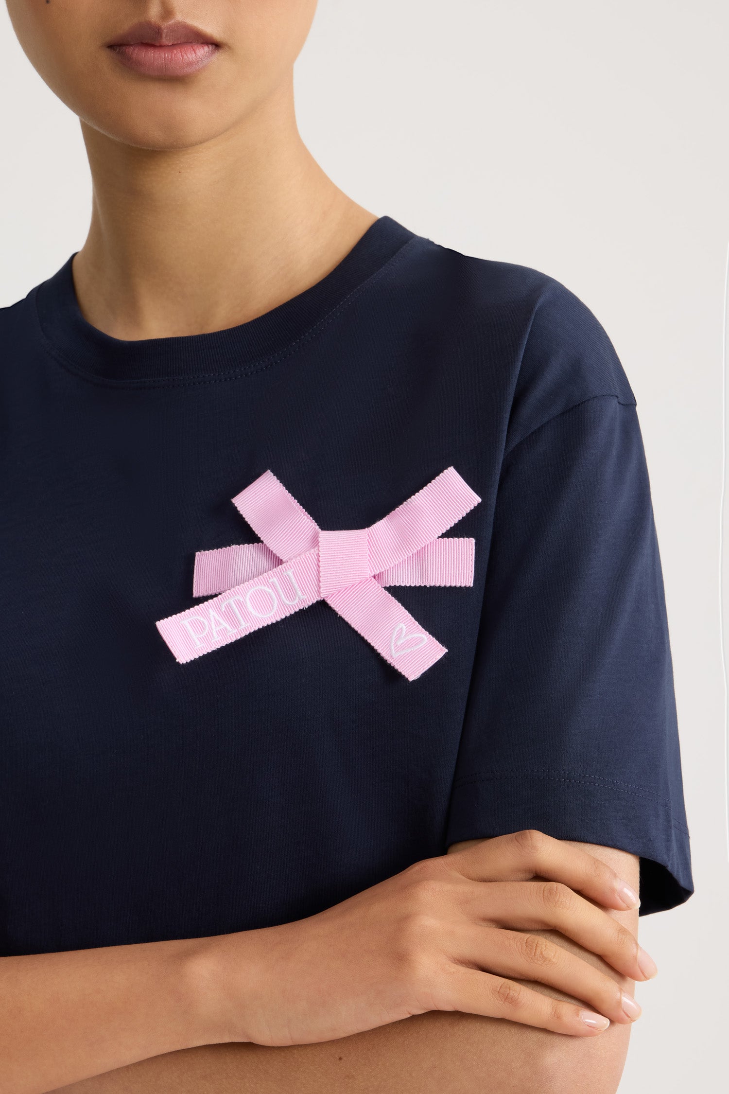 Patou JE185 t-shirt coton bio bleu nœud rose