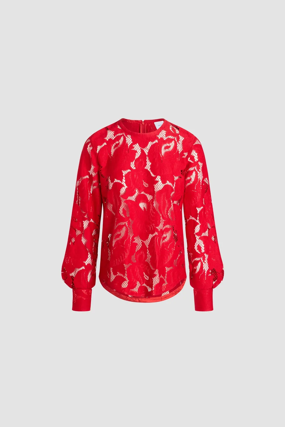 Patou TO164 top Babylone Red dentelle coton manches ballon