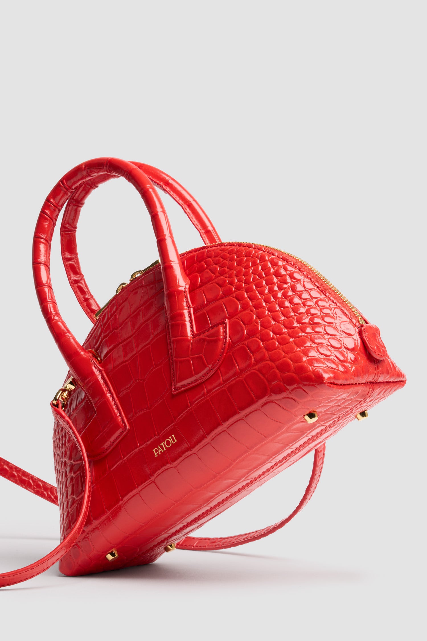 Patou Bags Bowling sac cuir croco rouge TU