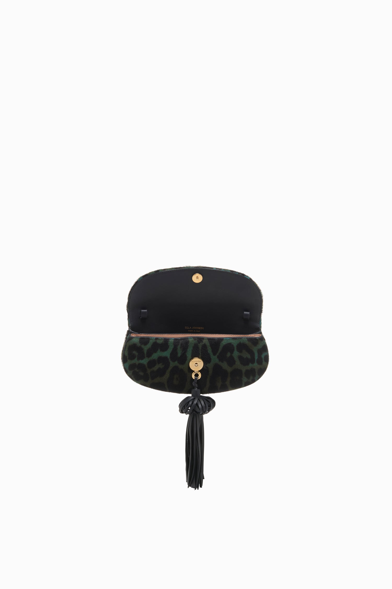 Ulla Johnson Paloma sac cuir Emerald Leopard pompons