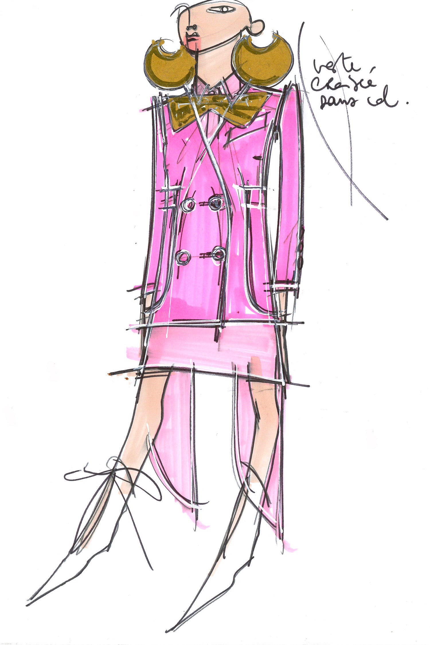 Patou H20JA002 veste Raspberry laine sans col croisée
