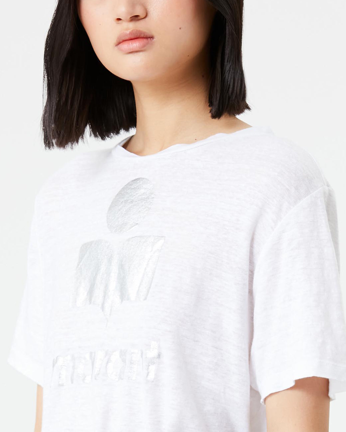 Isabel Marant Zewel t-shirt en lin blanc logo