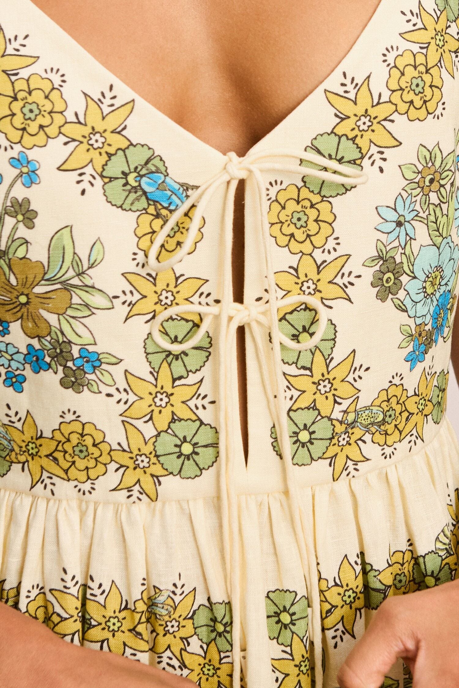 Alemäis Sophia Midi Dress robe midi lin col V