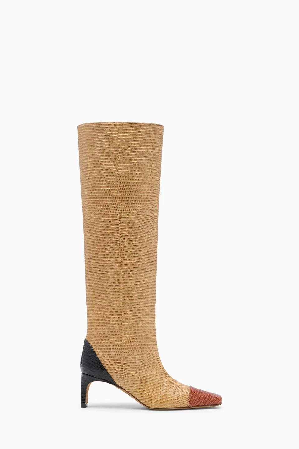 Ulla Johnson Carlyle Botte haute cuir Bisque talon 60mm