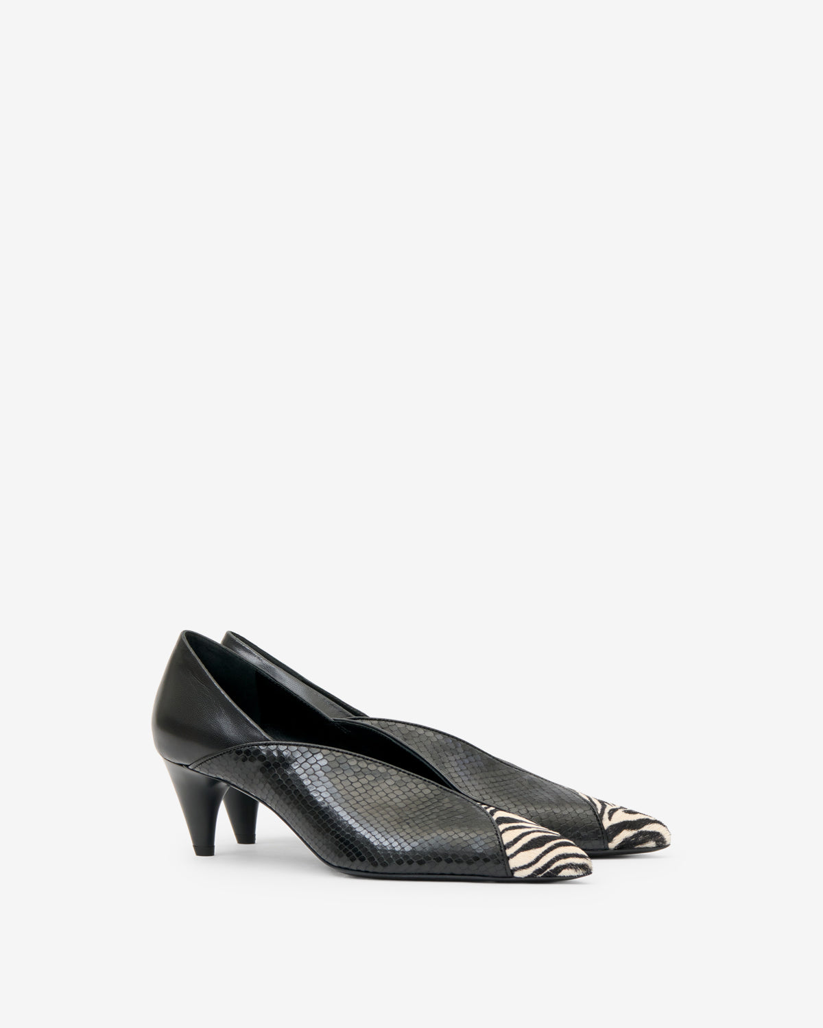 Isabel Marant Ilou escarpins cuir noir zèbre 5,5 cm