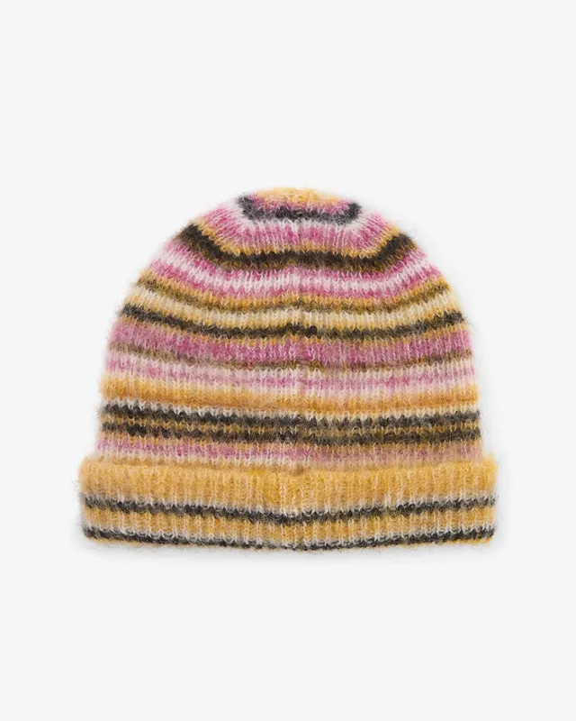 Isabel Marant Morenne bonnet mohair moutarde rayures