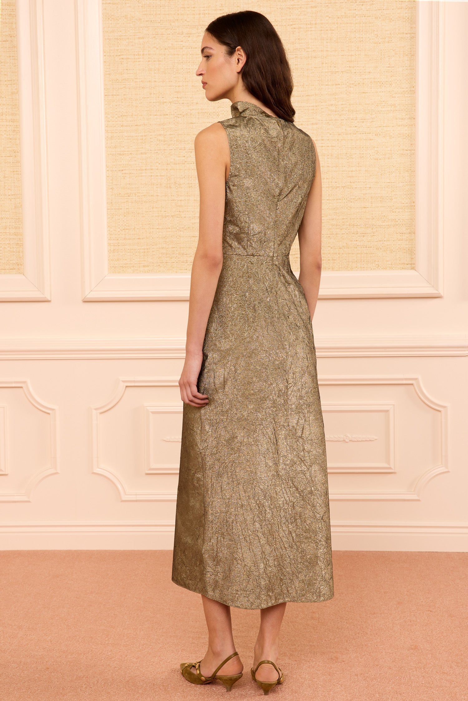 Ulla Johnson Demetria robe midi light gold taffetas