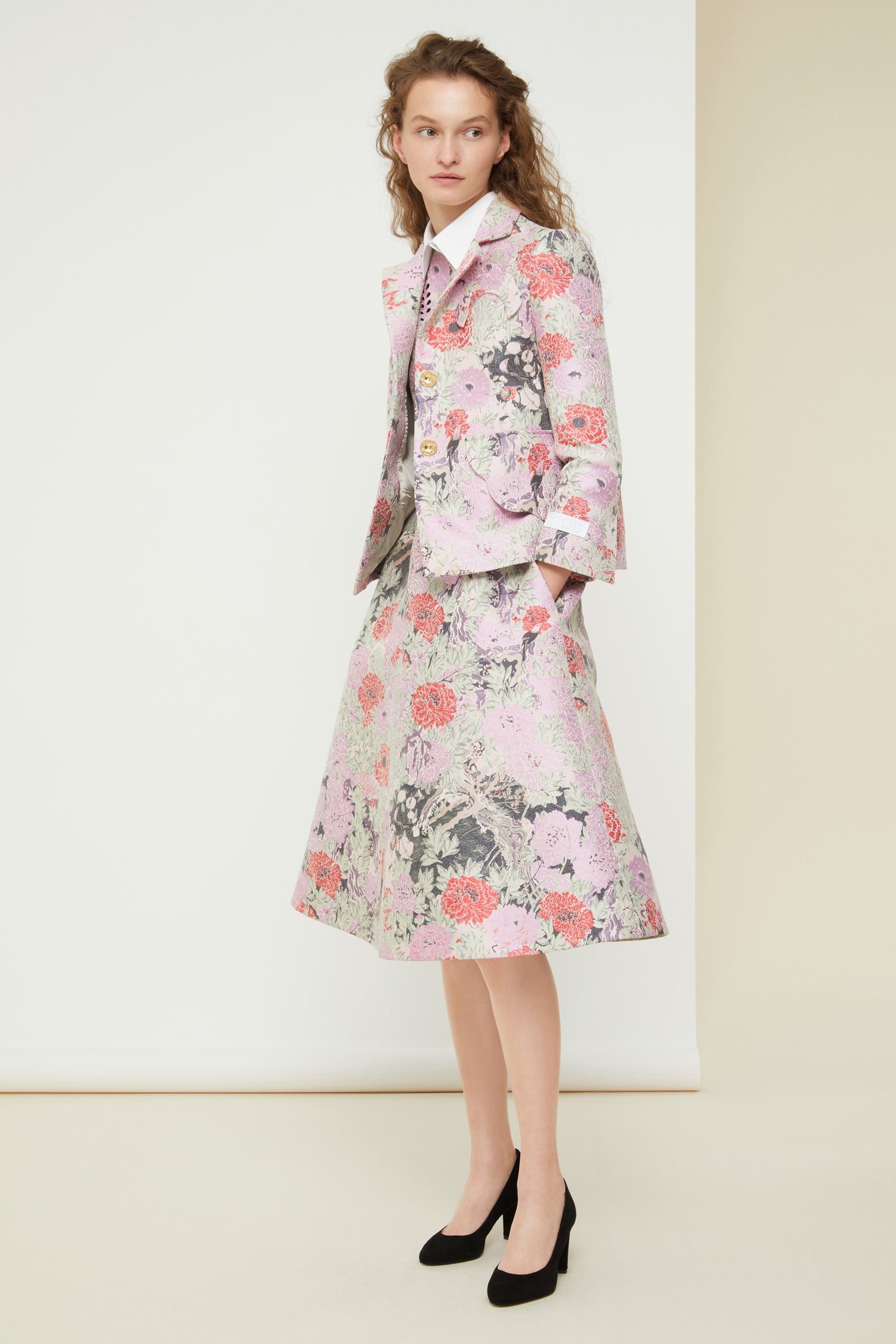 Patou JA017 veste jacquard coton Birds Peonies 34-44