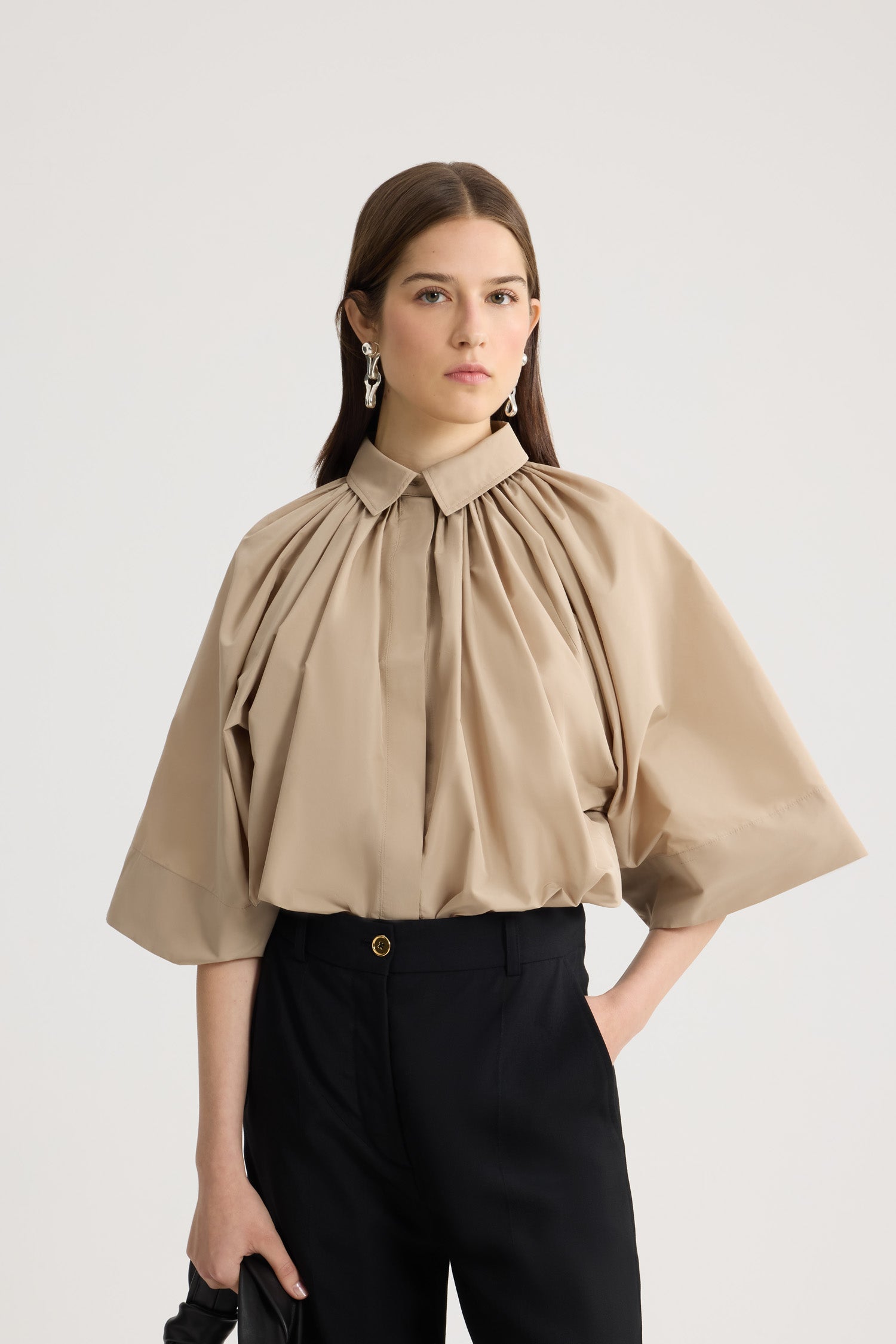 Patou P26BL0610011125B blouse Dune faille volumineuse
