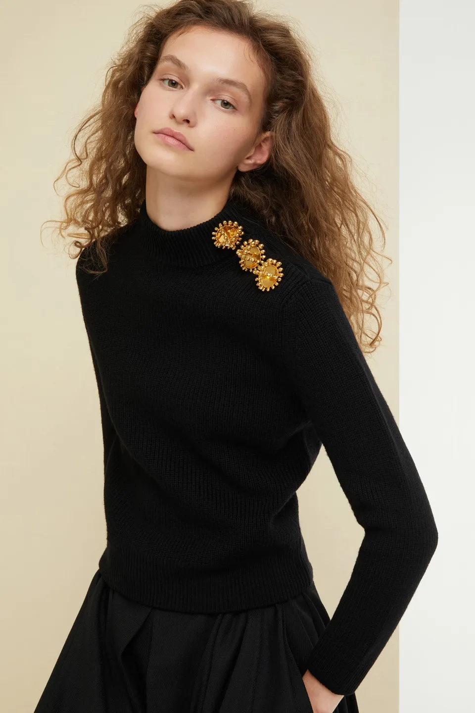 Patou KN048 pull marinière laine noire