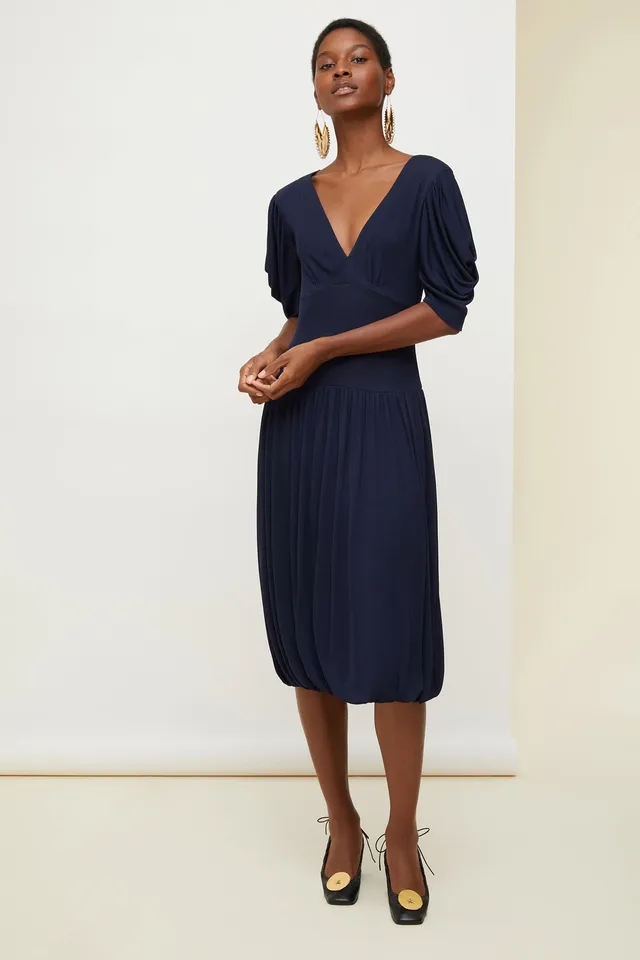 Patou DR032 robe midi bubble bleu saphir