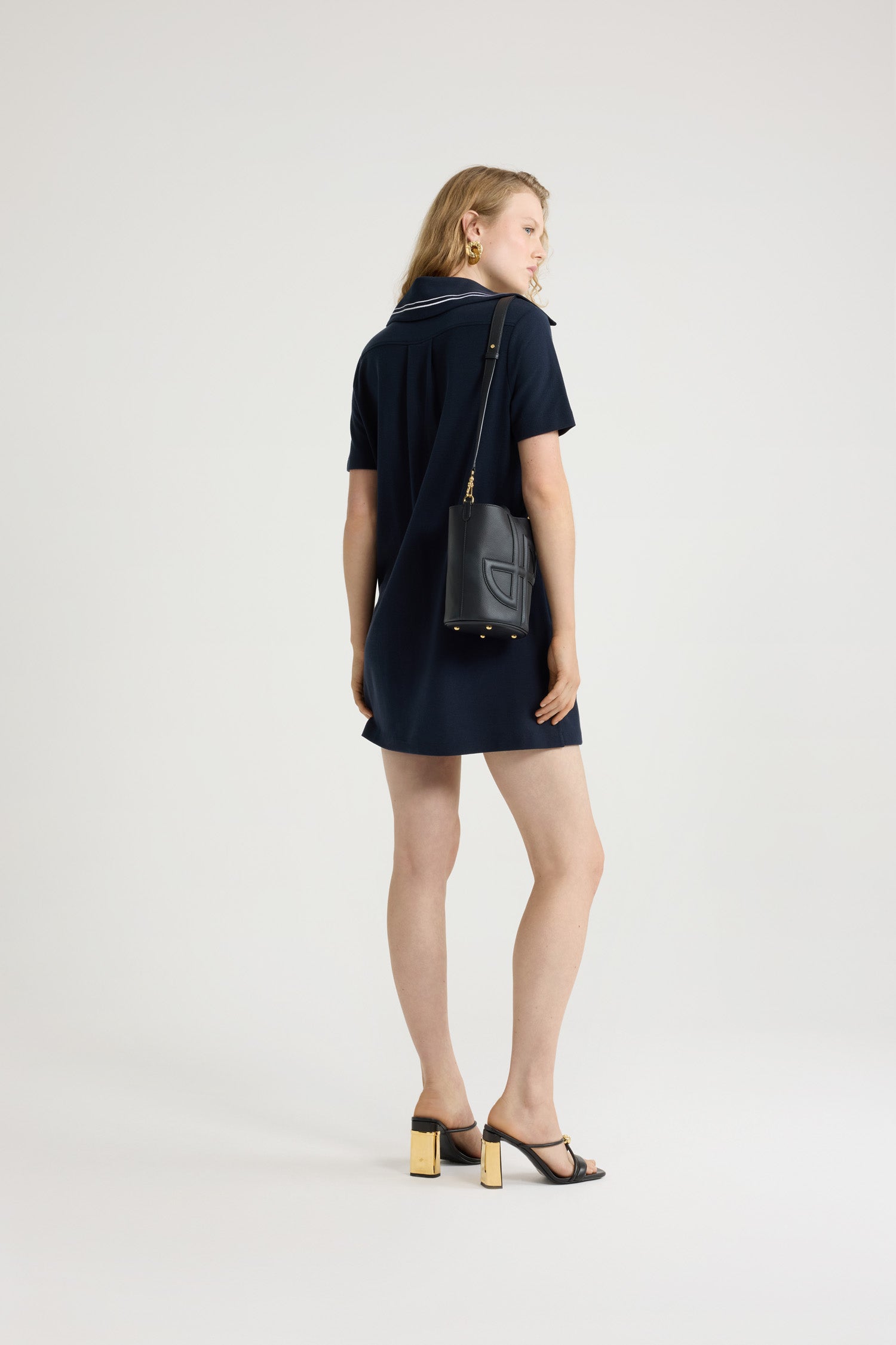Patou JE143 robe polo mini piqué bleu marine