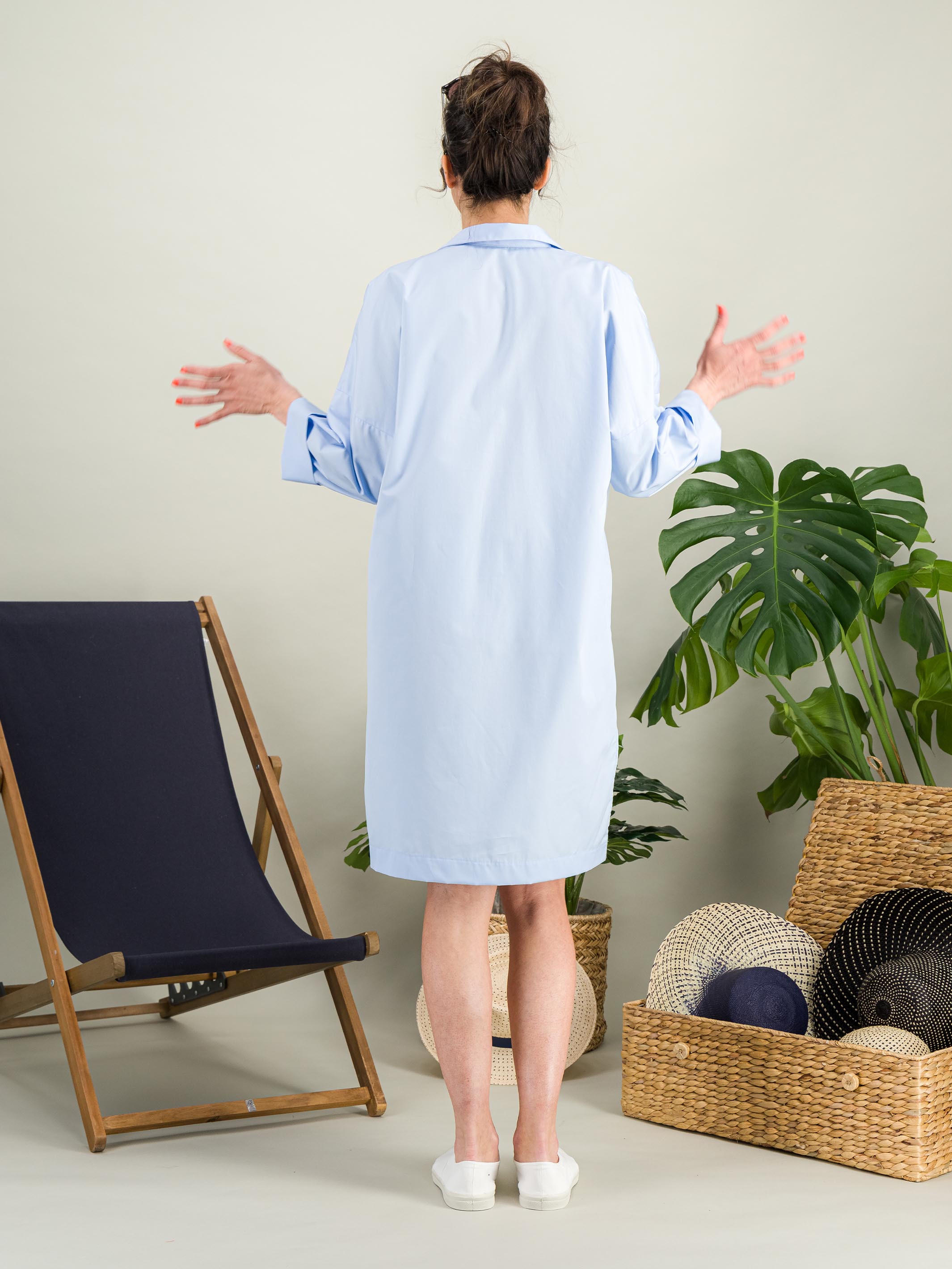Anahide Saint André Riviera robe chemise coton bleu ciel