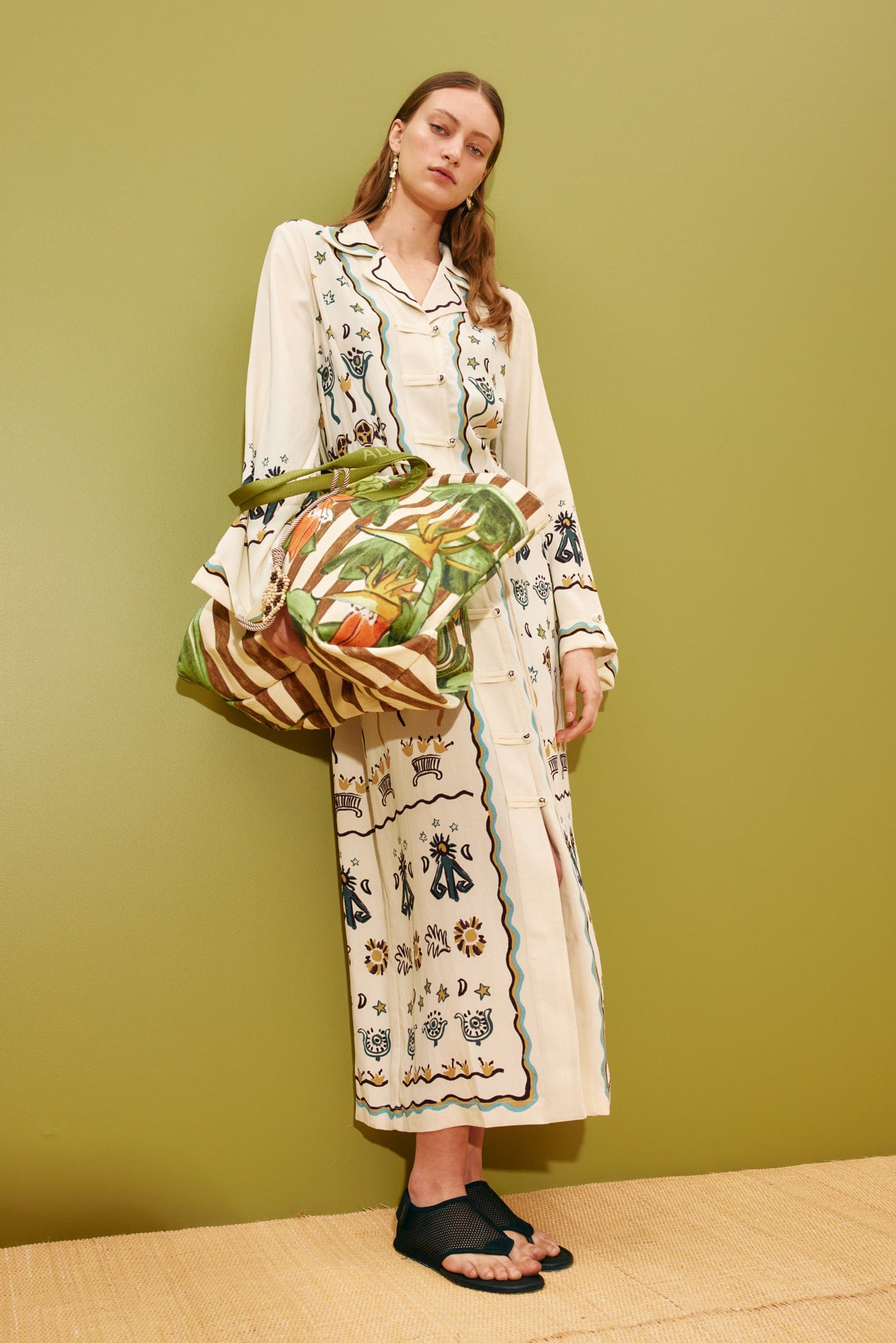 Alemäis Sun Dancer Shirtdress robe midi viscose imprimé