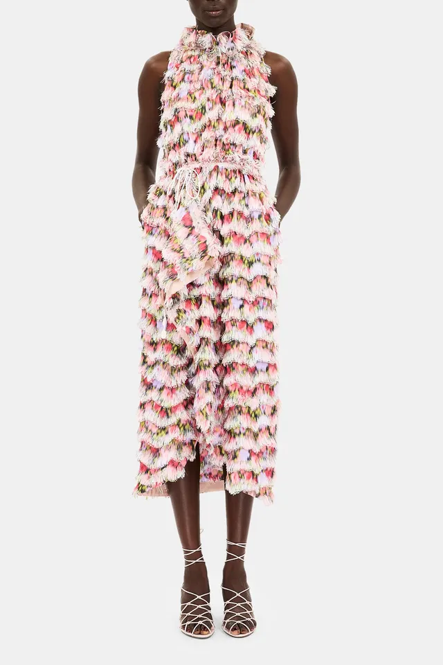 Ulla Johnson Aline robe midi Summer Garden taffetas