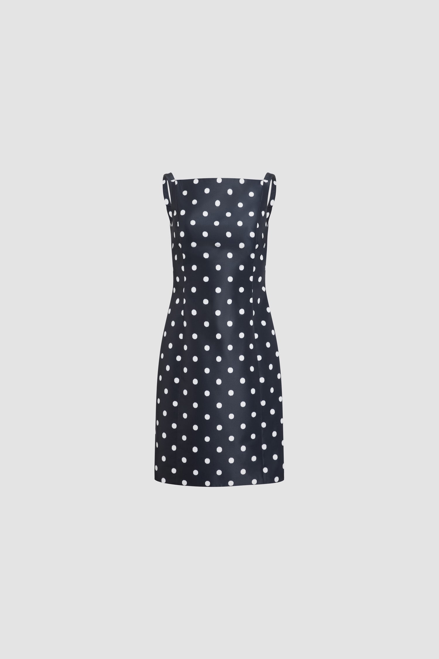 Patou DR249 robe midi fourreau Meteorite Blue à pois