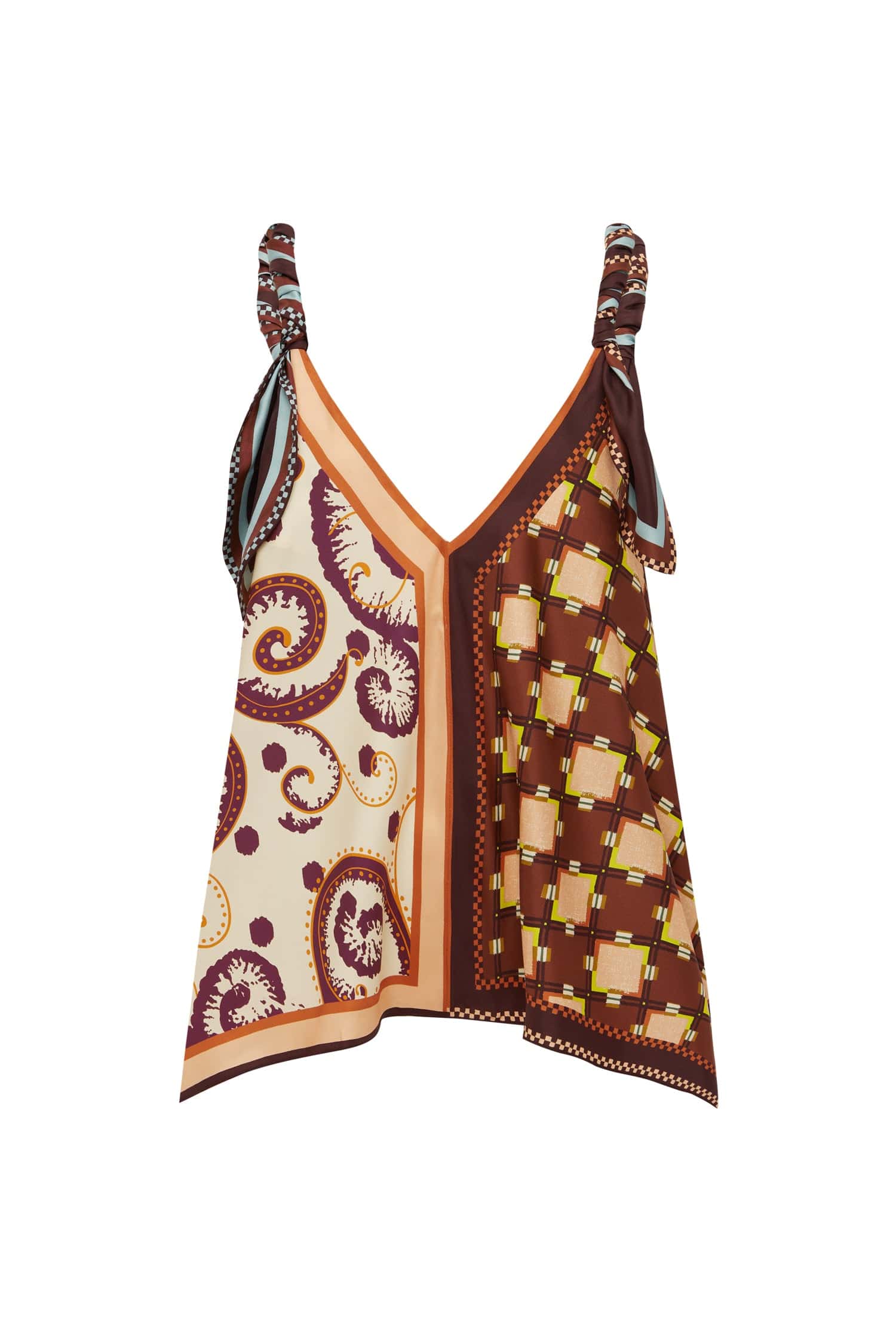 Alemaïs Wilson Silk Top haut soie col V asymétrique