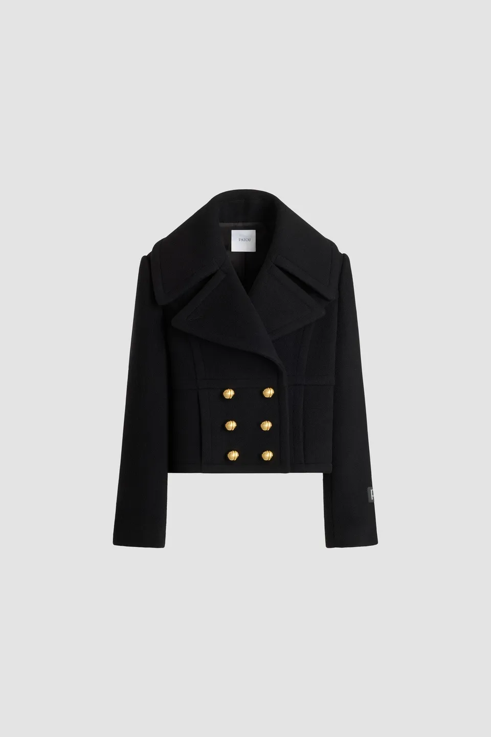 Patou Coats CO031 manteau court noir laine double boutonnage