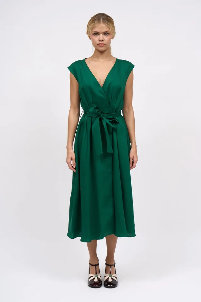Paul & Joe Shanghai robe midi en lin sans manches