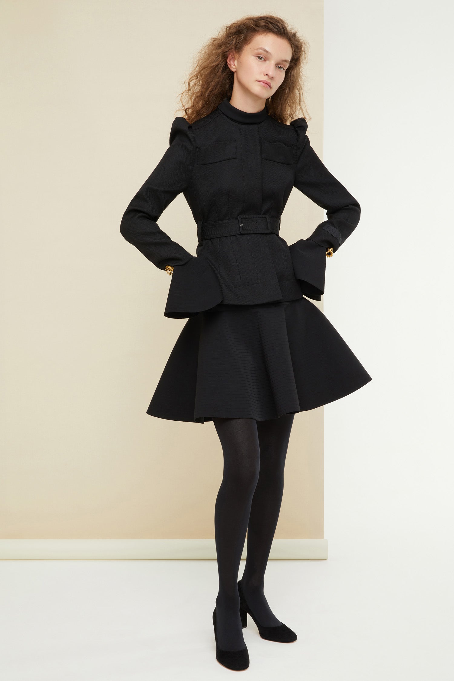 Patou DR064 mini robe cady noir col montant 34-44