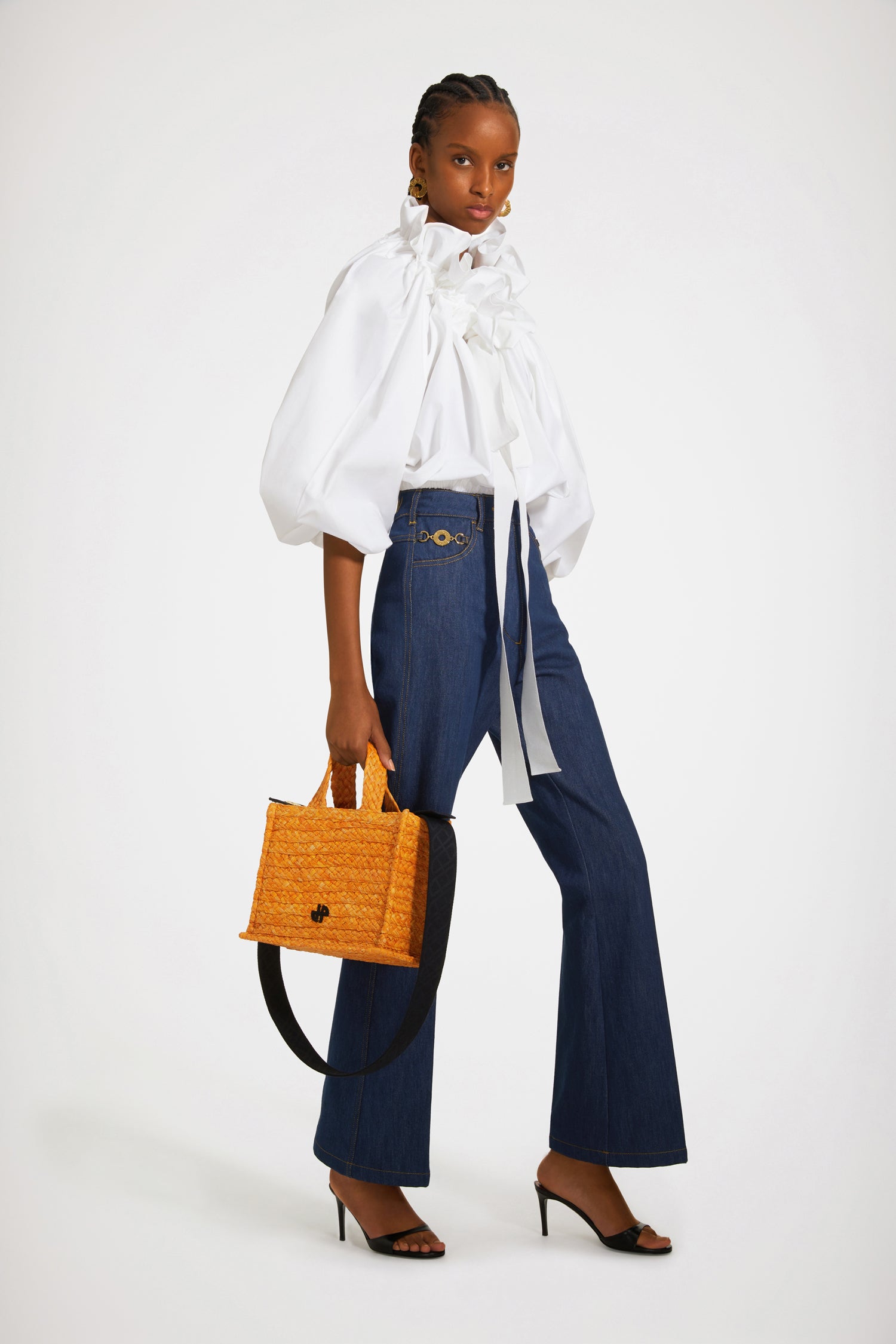 Patou sac cabas raphia JP orange Marigold petit