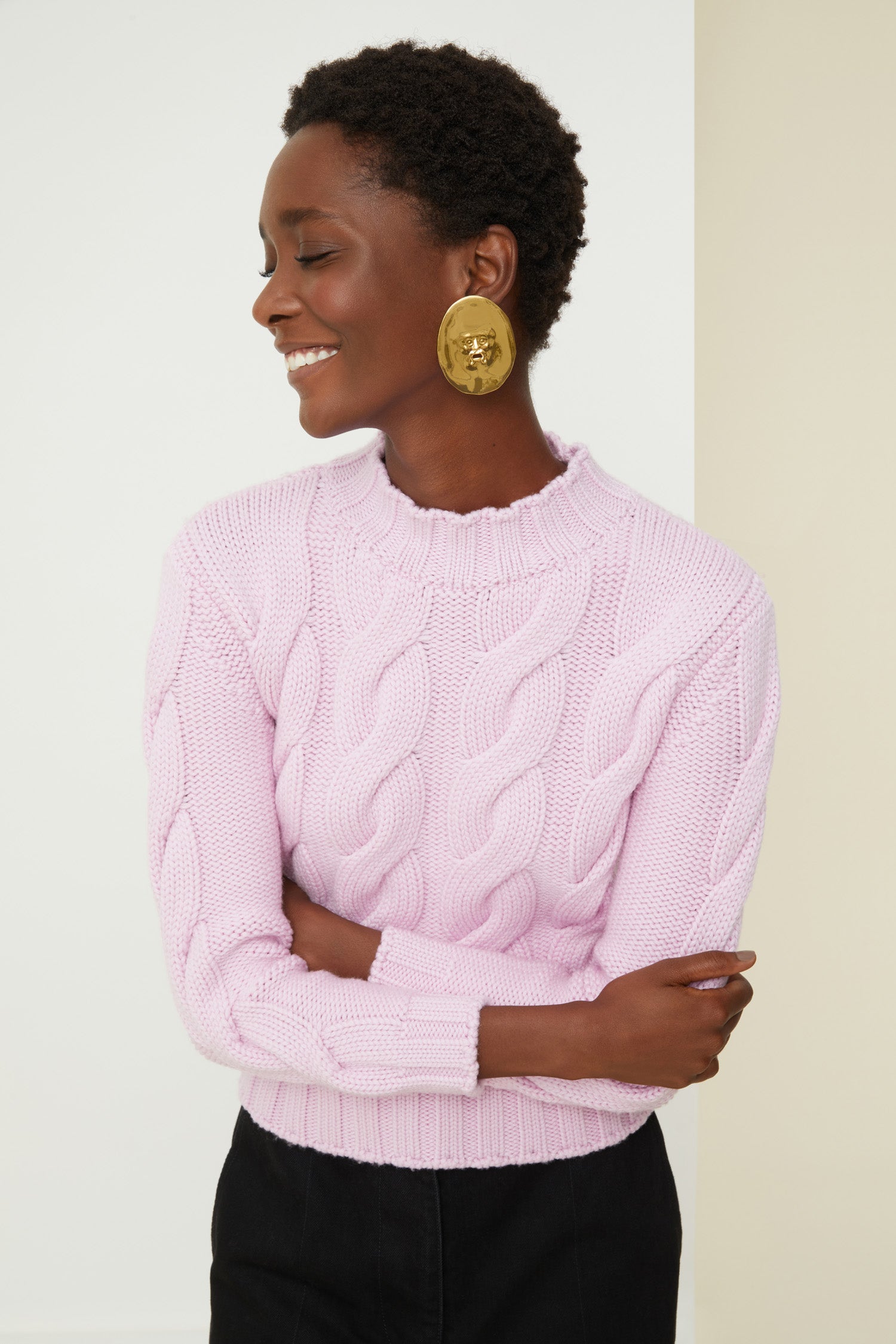 Patou Knitwear pull torsadé lilas P21KN049 laine mérinos